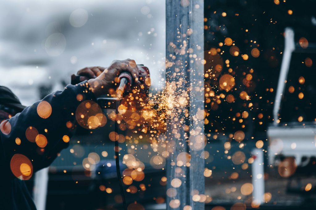 Sparks flying with artistic effect.